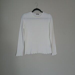 JMCLAUGHLIN Scalloped Hem And Cuffs Form Fitting Light Sweater Femanine Ditsy XS